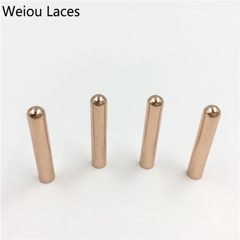 Weiou 4pcs 1 set of 4x22mm Seamless Metal Tips Shoelaces bullet Head Replacement Repair Aglets DIY Sneaker Kits Rose gold bronze