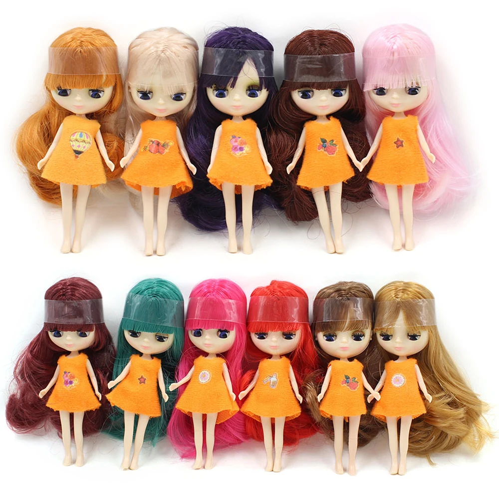 DBS Mini blyth doll Red Brown Light golden green Violet Pink bangs hair 11cm nude body нюдовый хайлайтер nude highlighter 2352r27 003 n 3 warm neutral light bronze 9 г