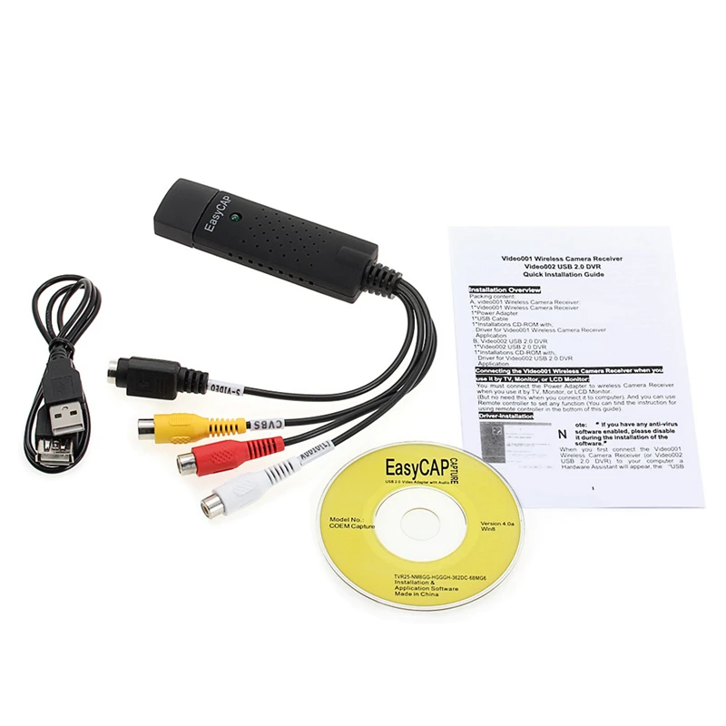 

USB 2.0 Video Capture Grabber Card adapter Chipset UTV 007 TV DVD VHS Audio Capture S- video USB Converter support Win7