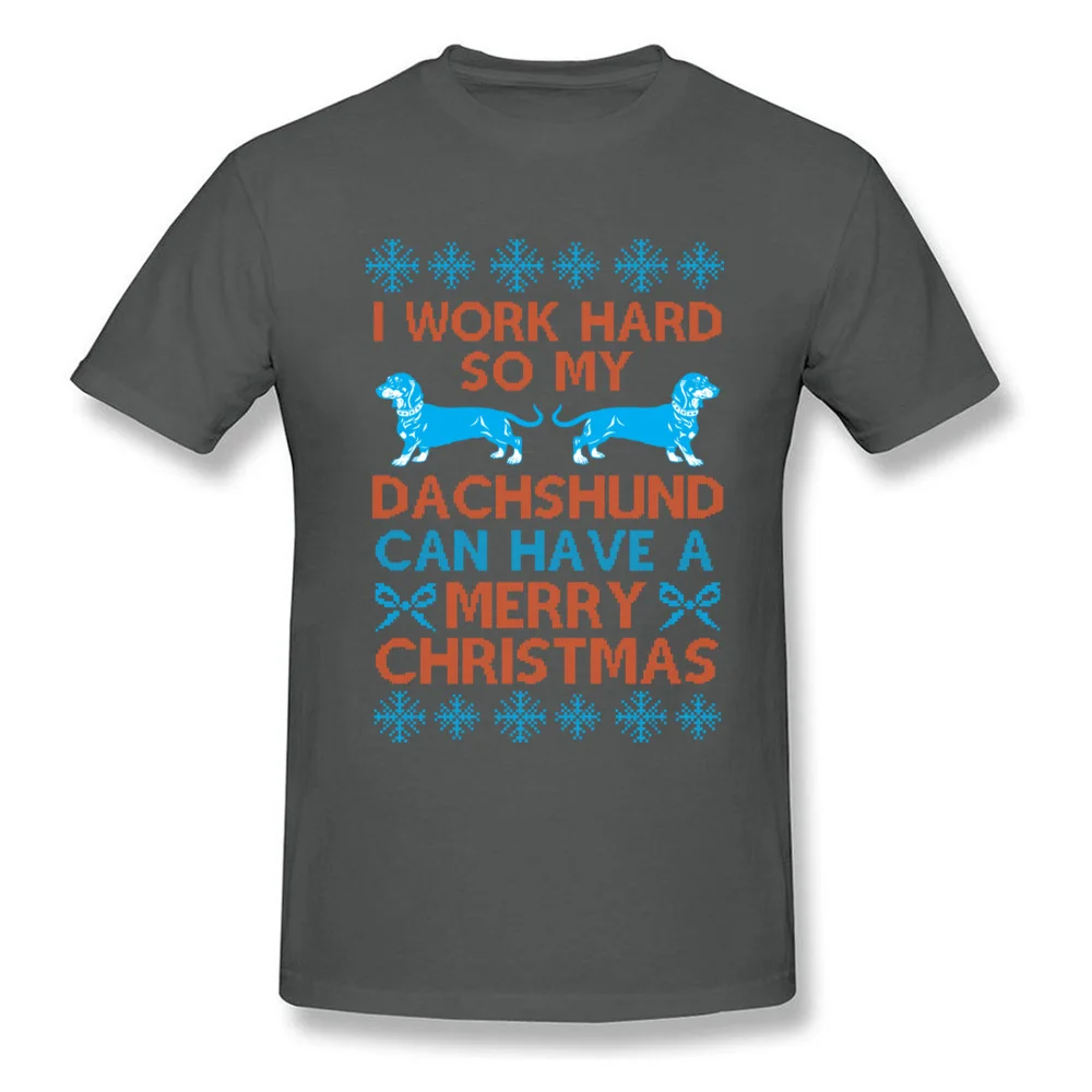 Dachshund Christmas V2 Tops Tees Faddish O Neck Printing Short Sleeve 100% Cotton Adult T-shirts Printed Tee-Shirt Dachshund Christmas V2 carbon