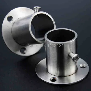 

free shipping 22mm thick stainless steel pipe flange socket Tube seat clothes rod holder fitting furniture bracket hardware