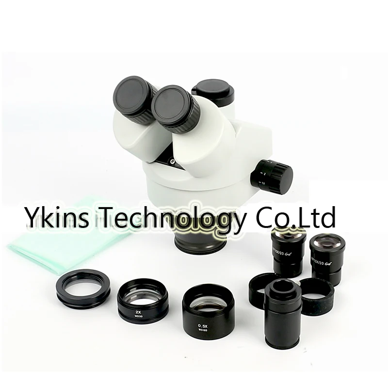

Continuous Zoom Trinocular Stereo Microscope Head Simul Focus 3.5X 7X 45X 90X + WF10X / 20 + 0.5X 2X Auxiliary Objective