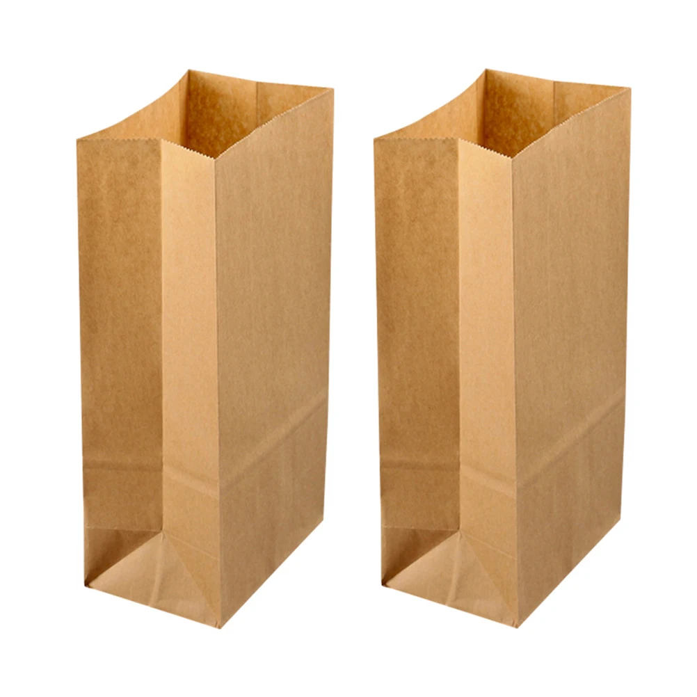 

50PCS Kraft Paper Bags Breakfast Square Bottom Paper Bags Candy Food Paper Bags Baking Dessert Party Paper Bags