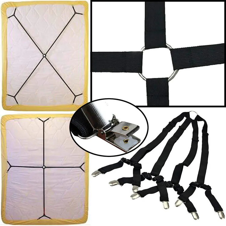 

Sheet Bed Suspenders Adjustable Crisscross Fitted Sheet Band Straps Grippers Adjustable Mattress Pad Duvet Cover Bed Sheet Corne
