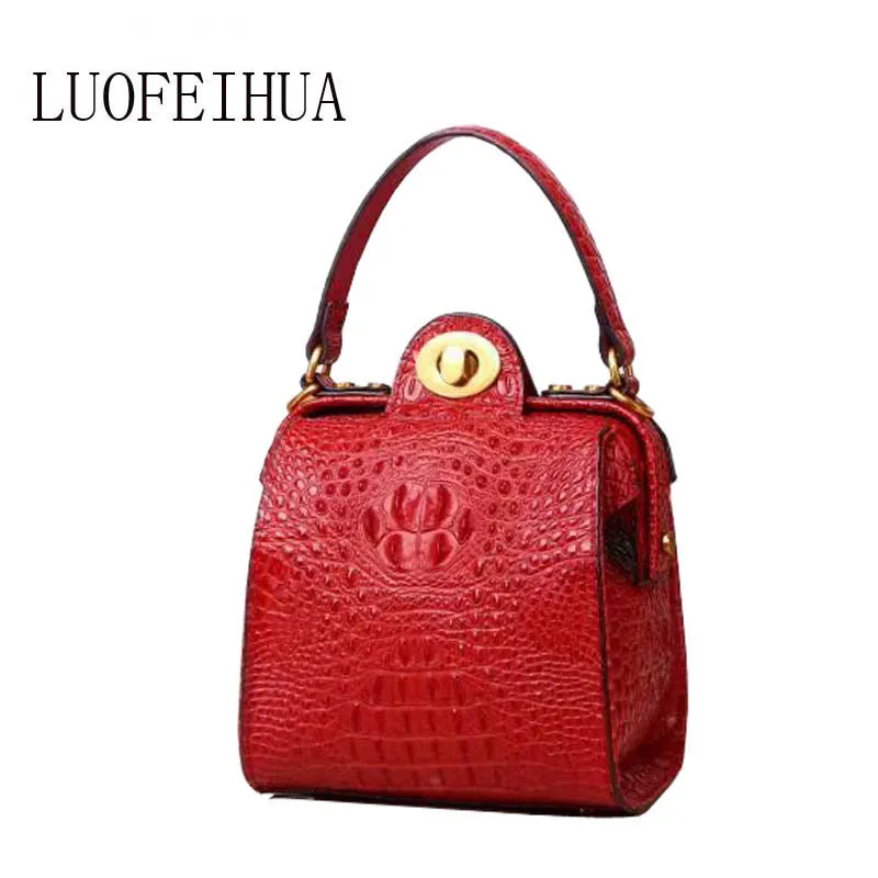 2019 new high end luxury crocodile leather handbag Fashion hand bag shoulder messenger bag Small ...