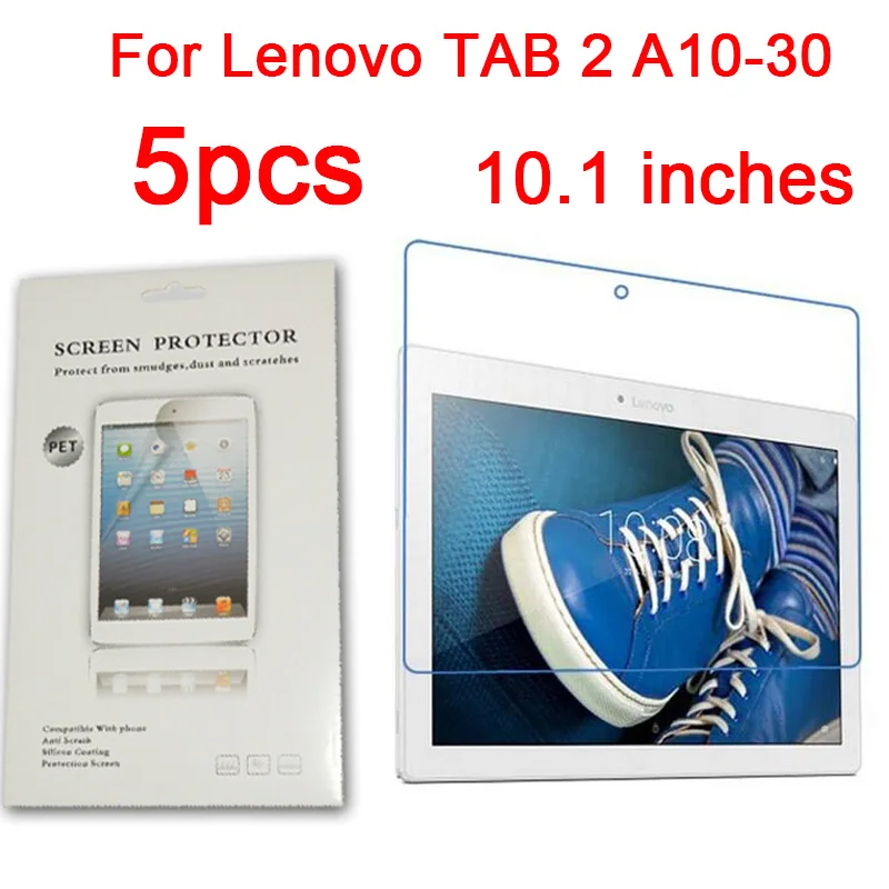 5PCS Gloss Screen Protector For Lenovo TAB 2 A10-30 X30F Tablet 10.1 Inch Protective Film With Cloth