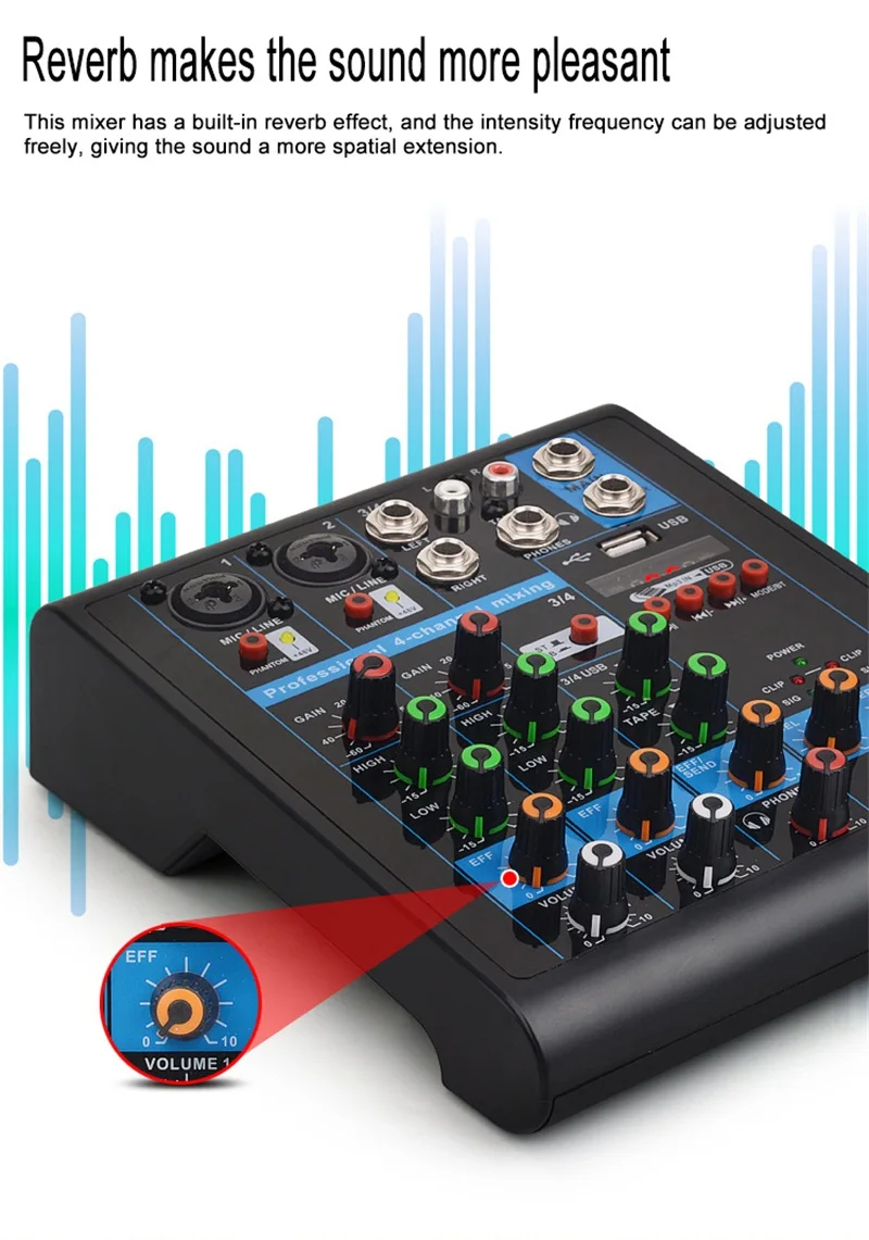 multifunction 4 canal 48 v amplificador com