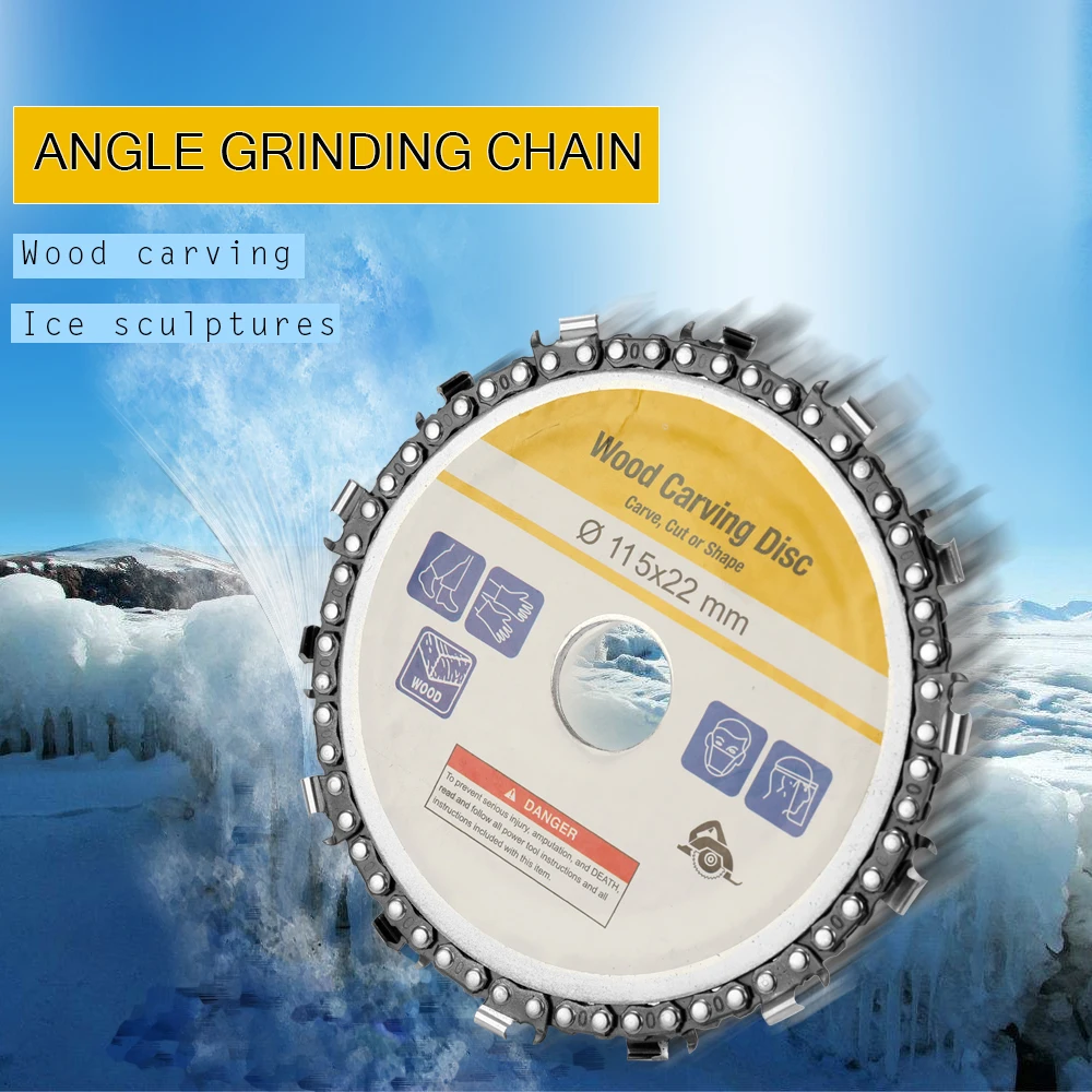 

4-1/2 Inch 13 Teeth Grinder Chain Disc 22mm Arbor Woodworking Carving Disc for 4-1/2" Angle Grinder Power Tools Parts
