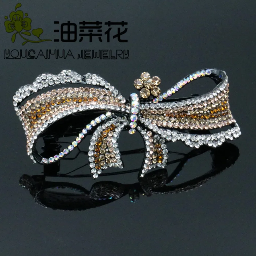 

Women's Bling Gifts Bowknot Hairwear Handmade Hair Clip Head Clamp Hairpin Barrettes Jewelry Inlaid Crystal Crafts Accessory
