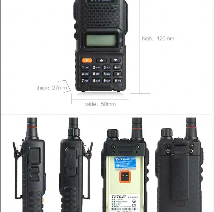 (4 шт.) черный KSUN портативное радио UV-K4 двухдиапазонный UHF 400-520 МГц fm-радио двухстороннее Радио рация