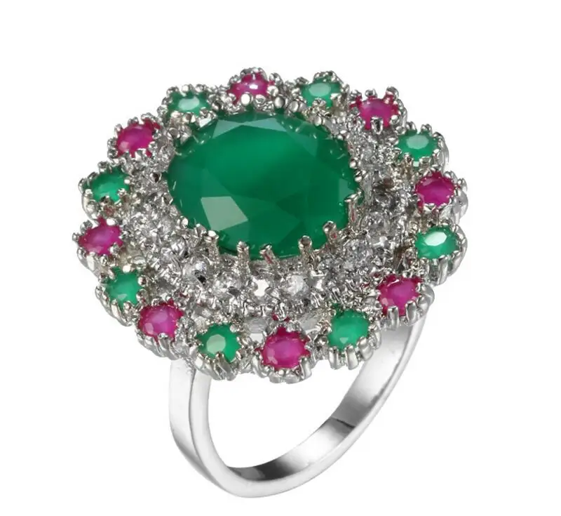 

Princess Love Bride Round Design Colorful Zircon Filled Rings Wedding Engagement Rings For Women