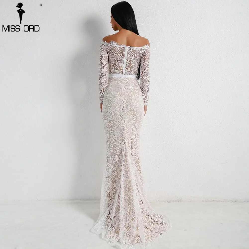 Missord 2019 женское сексуальное кружевное платье с открытыми плечами Макси