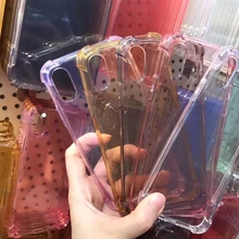 Противоударный мягкий ТПУ чехол для Iphone XS MAX X XR 8 7 прозрачный Гибридный четыре угла падение красочный силиконовый чехол Мода 100 шт
