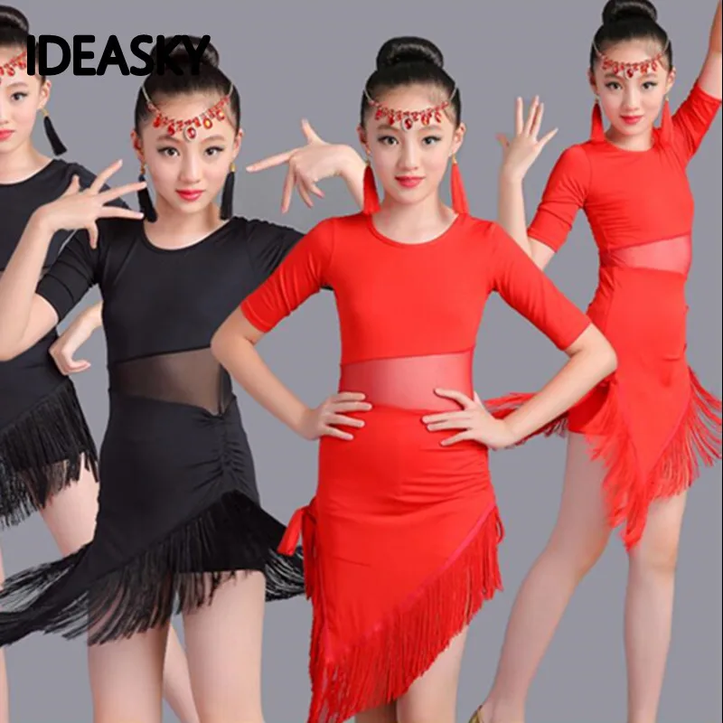 Tassel Latin Dance Dress Clothing Salsa Costume Ballroom Competition Skirt/ 