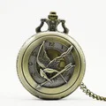 Vintage Hollow Pocket Watches Skull Design Quartz Pocket Watch Arabic Numberals Dial Pendant Necklace Chain Watch for Men Women