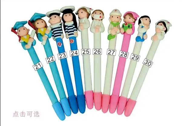 1PC polymer clay doctor nurse character ballpoint pen promotional hospital gift pen creative novelty pen