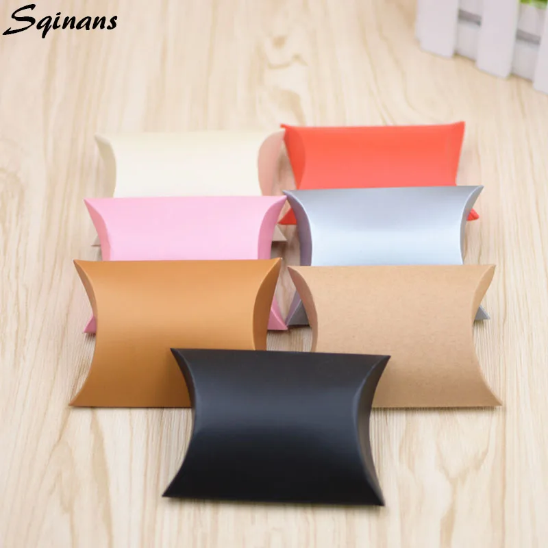 

10pcs/Lot Wedding Box Gift Candy Packaging Box Pillow Shape Candy Box Gift Bags Wedding Favor Gift Box Kraft Paper Party Bags