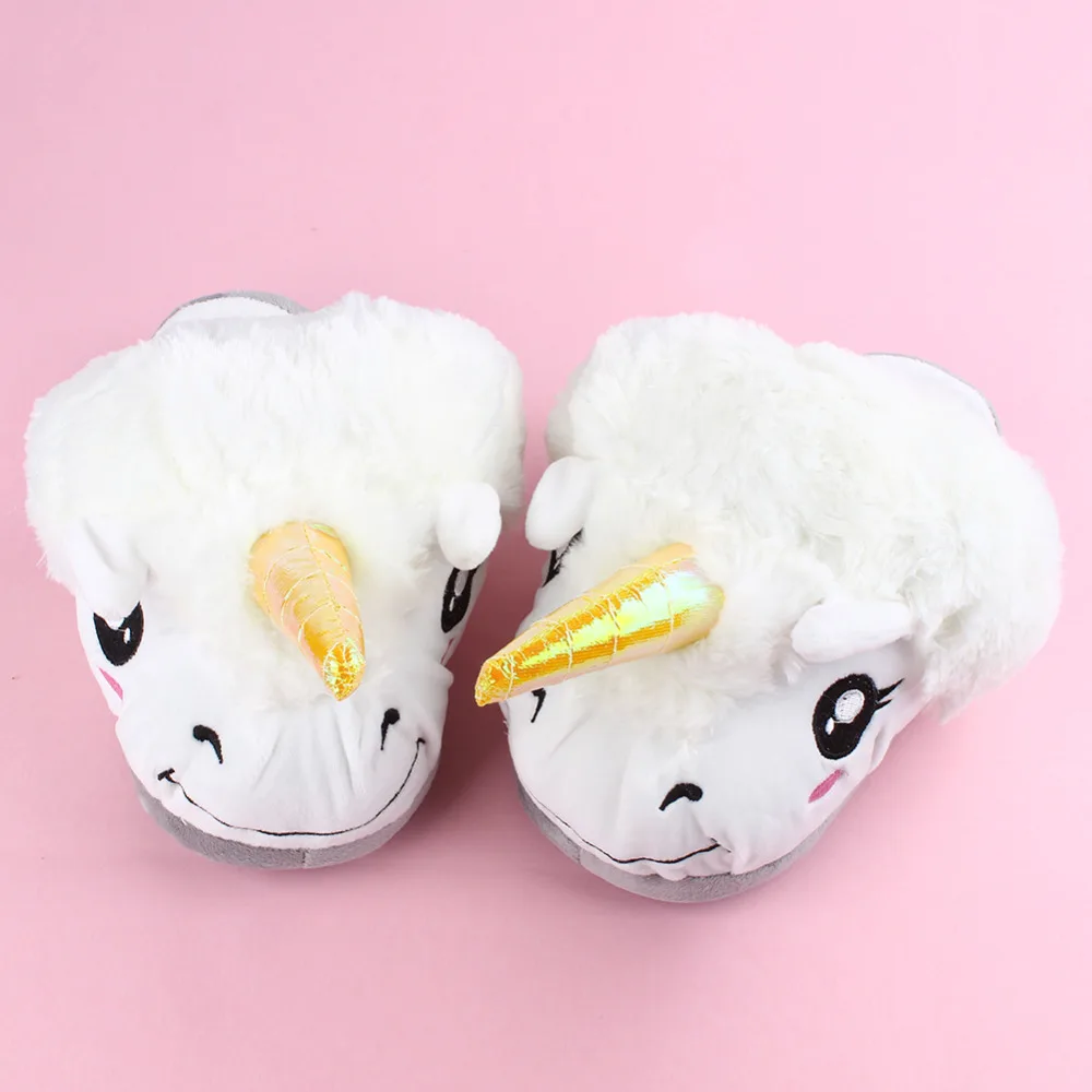 New Women Shoes Female Slippers For Home Use Fantasy White Unicorn Plush Cotton Slipper Slip On Adult Size House Indoor Slippers (15)