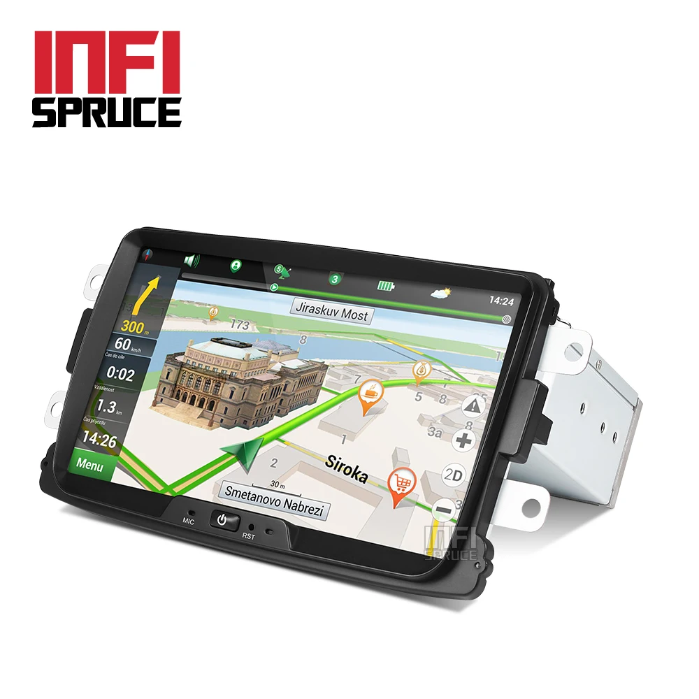 Discount Octa core android 8.1 car dvd for Dacia Lodgy Logan Duster Sandero with 1 din radio gps video wifi navigation multimedia player 2