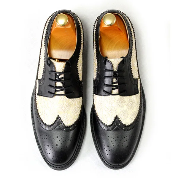 Туфли дерби из коровьей кожи; мужские туфли в деловом стиле с вырезами и кружевом; высокое качество - Цвет: as show 1