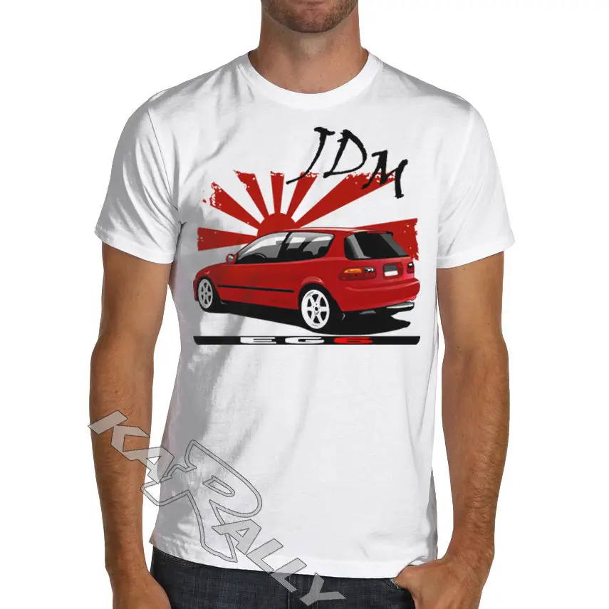 JDM Civic EG6 Racinger T Shirt Type R EK B16 B18 K20 White or Gray Mugen top free shipping t-shirt funny 100% Cotton croatia cat | Мужская