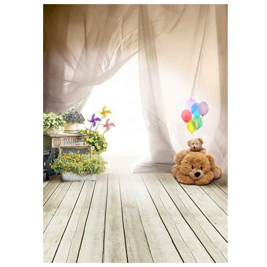 1m x 1 5m Lovely Bear Floor Balloon Studio Backdrops Children Photography Background