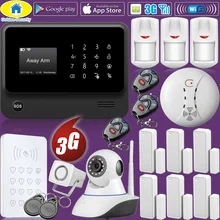 Golden Security WiFi Home Burglar Security 2G 3G GSM Alarm System Wireless Infrared Sensor RFID Keyboard Control Kit IP Camera