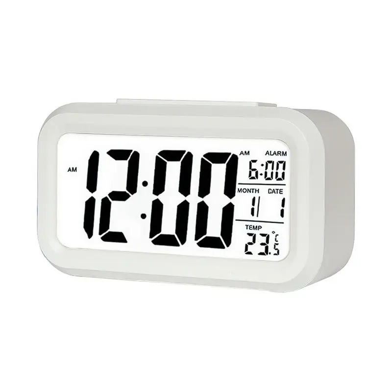 

1Pcs LED Digital Alarm Clock Electronic Smart Mute Clock Backlight Display Temperature & Calendar Snooze Function Alarm Clock