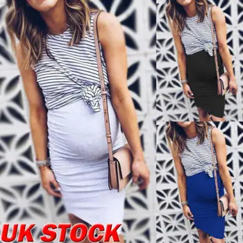 

2019 New Hot Sale Fashion Style UK Pregnant Women Maternity Nursing Breastfeeding Summer Casual Sleeveless Short Dress