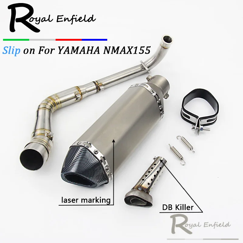 

For YAMAHA NMAX 155 N MAX15 NMAX155 Motorcycle Exhaust Slip-On Full System Modified Front Middle Link Pipe Muffler With Stciker
