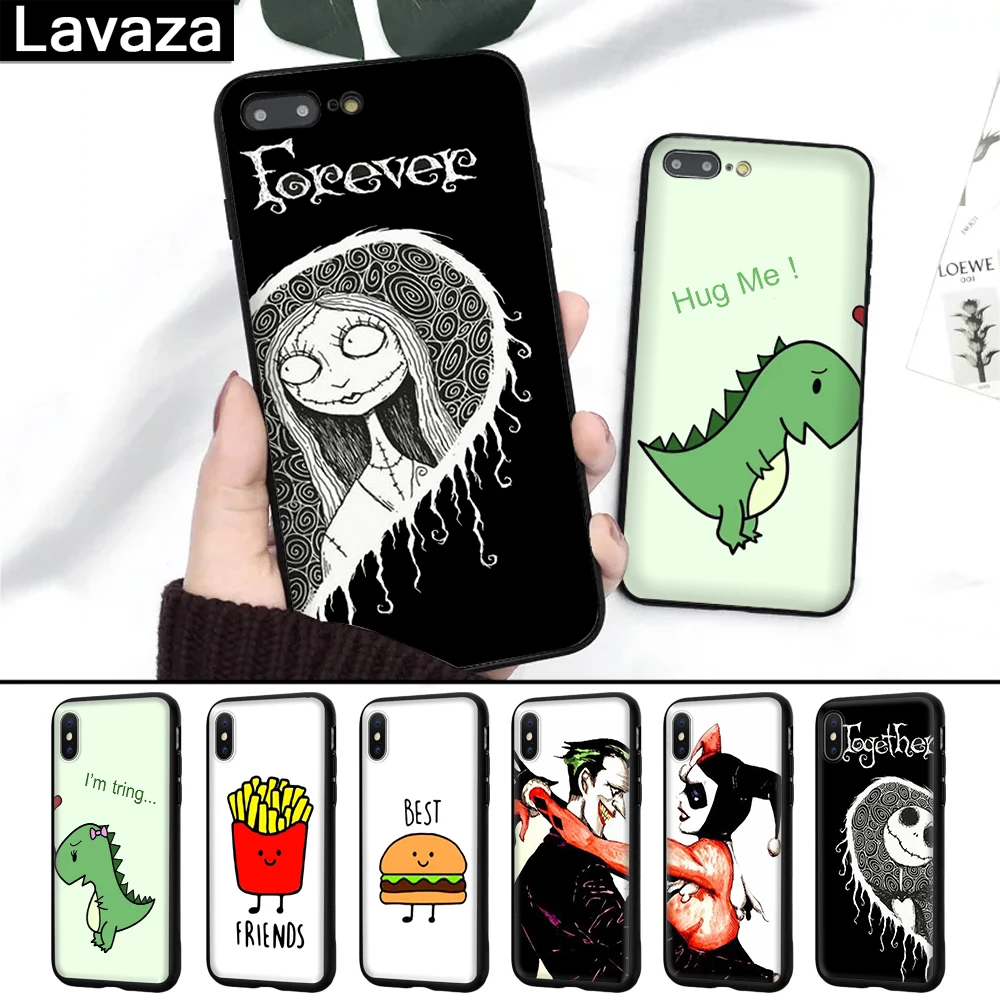 

Lavaza Cartoon printing couple Silicone Case for iPhone 5 5S 6 6S 7 8 Plus X XR XS Max