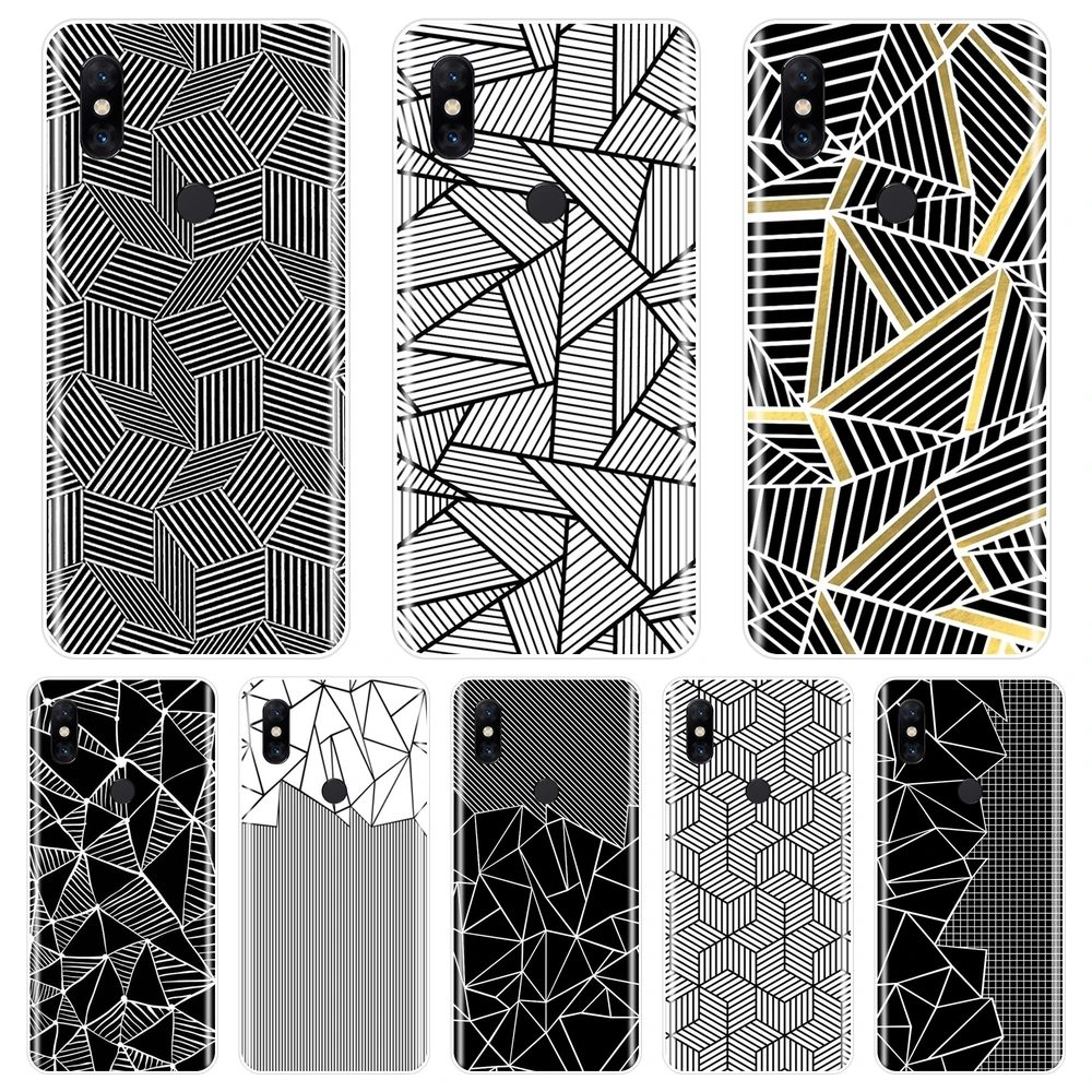 

Black Geometric Grid Stripes Cool Back Cover For Xiaomi Mi Max 1 2 3 Soft Phone Case Silicone For Xiaomi Mi Note Mix 1 2 2S 3
