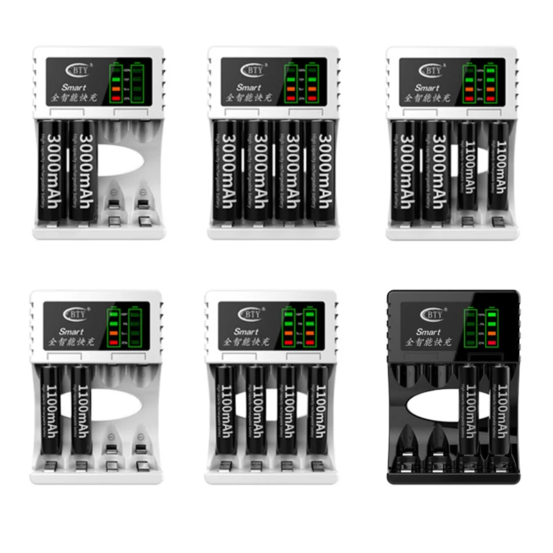 50 [cs/lot 4 слота светодиодный дисплей питания USB умное зарядное устройство для AA AAA 5