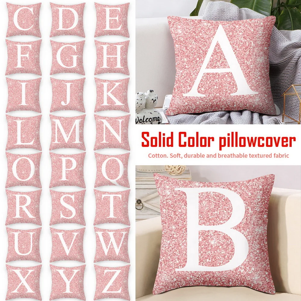 

45x45cm A-Z Letters Silver Pillowcase Throw Cushion Pillow Cover Printing Cushion PillowCase for Bedrooms Living Rooms