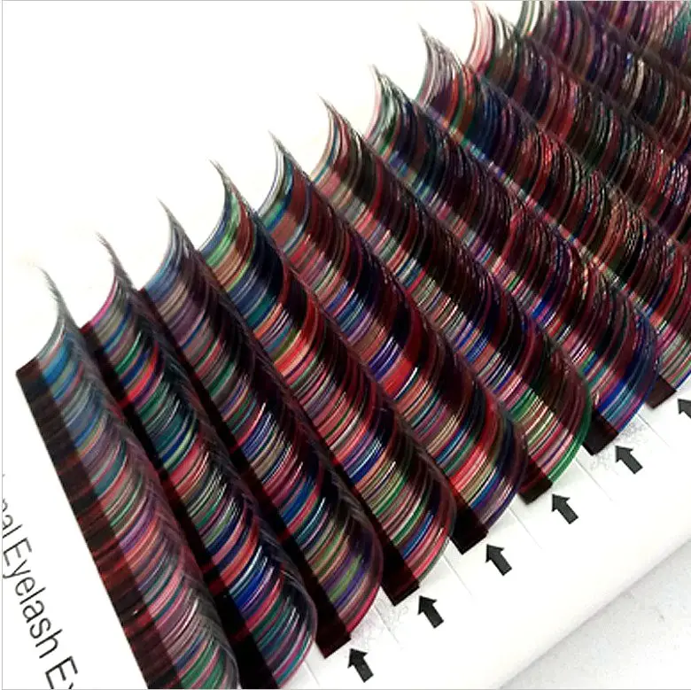 HBZGTLAD C/D curl 0.07mm 8-13mm false lashes mix Rainbow color eyelash individual colored lashes Faux eyelash extensions