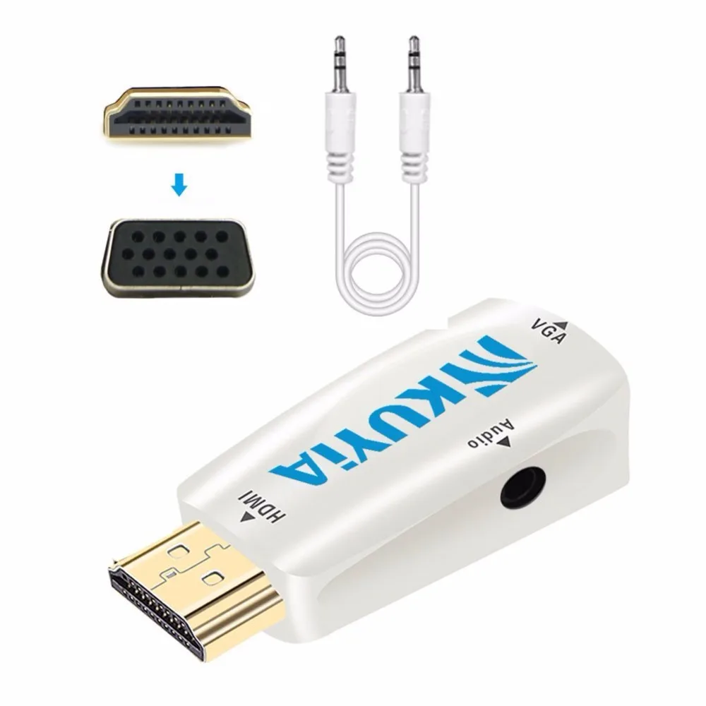 Hdmi إلى vga محول مع الصوت kuyia شحن مجاني 1080 وعاء hdmi ذكر إلى أنثى vga فيديو أغنية محول محول ل pc dvd hdtv