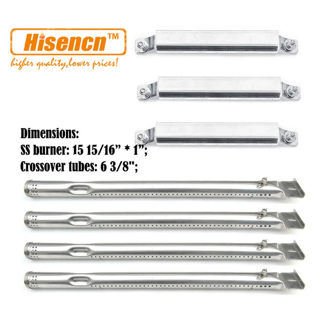 

Hisencn BBQ Parts SS Burners, Carryover Tube Replacement For Charbroil 463247310, 463257010 Commercial Series 4 Burner Gas Grill