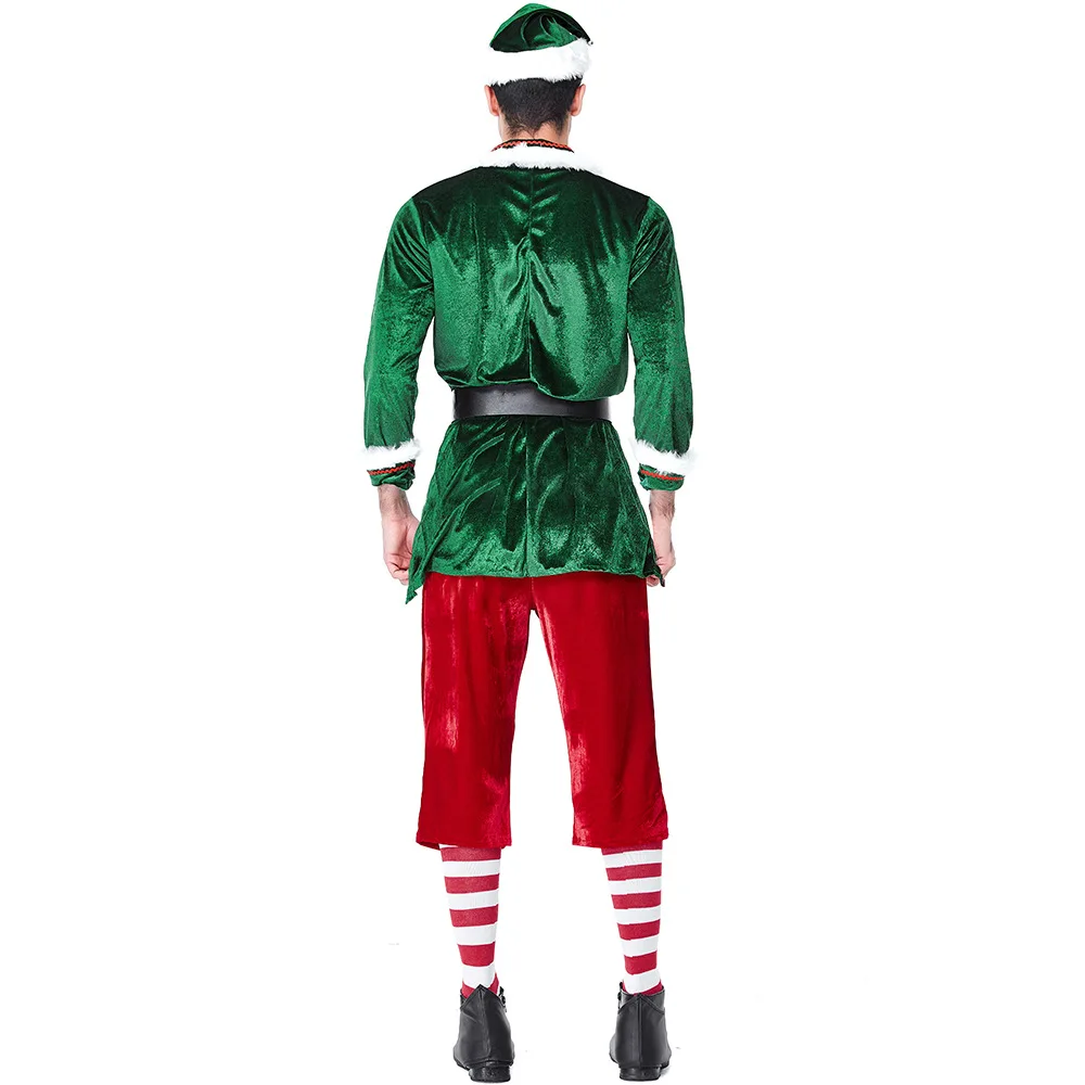 Green Lovers Christmas Elf Costume Halloween Carnival Party Cosplay Clothing for Women and Men image 5