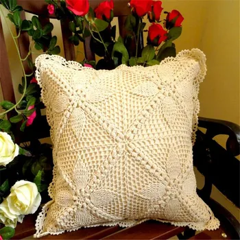 

free shipping crochet throw pillow cushion zakka handmade cushion pillow without inner 15inch 40x40cm home chair decorate