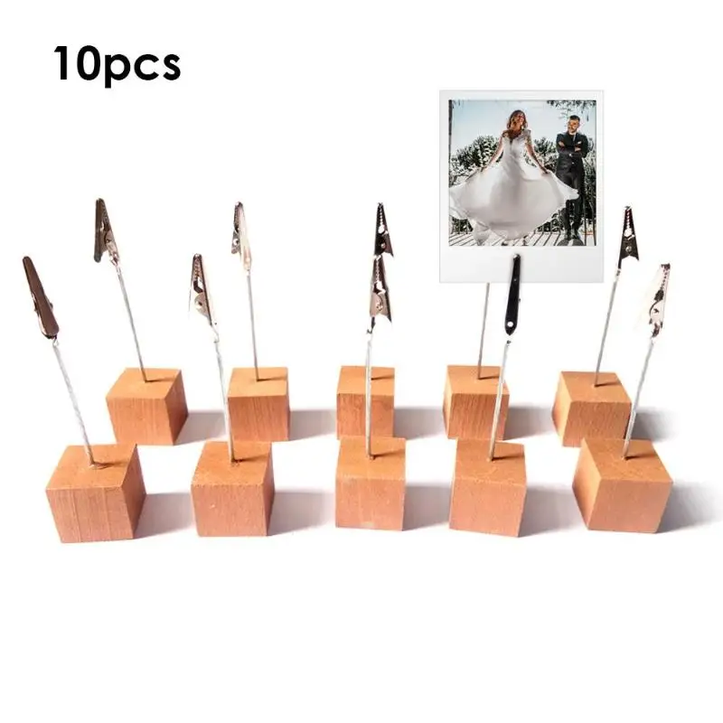 

10pcs Wood Photo Holder Name Card Note Clip Wedding Party Engagement Seat Numbers Sign Table Decoration