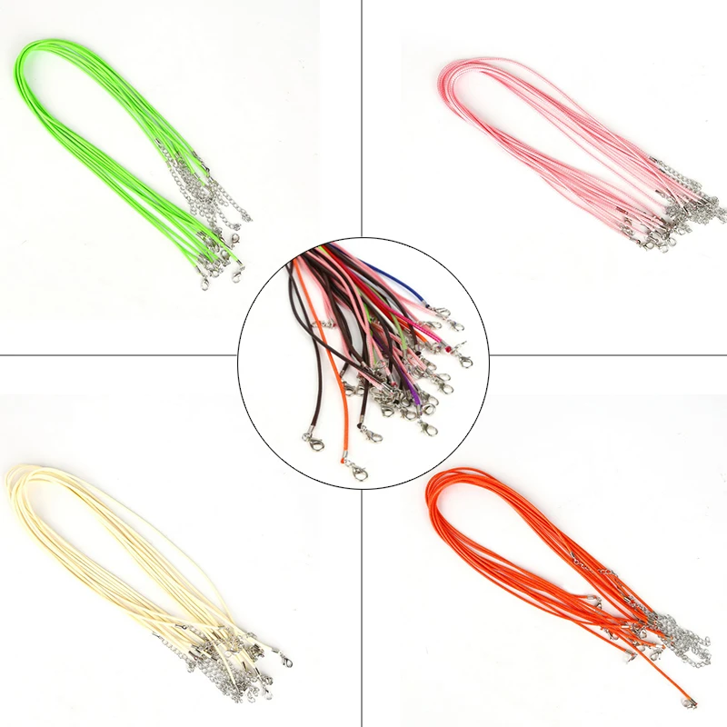 

5pcs/lot 2mm Jewelry Leather Cord Chain Waxed String Charms Adjustable Rope with Lobster Clasp DIY Bracelet Necklace Pendant