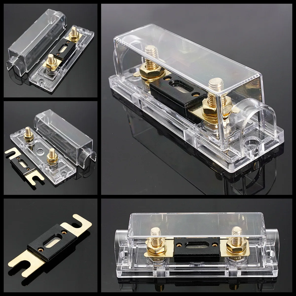 

300 AMP ANL Fuse Holder Distribution in line 0 4 8 GA Positive With ANL Fuse Transparent heat resistant Case