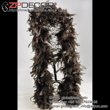

ZPDECOR 80g 2yards/lot Handcraft Coffee Dyed Turkey Chandelle Feather Boa Manufacturer Direct Sale