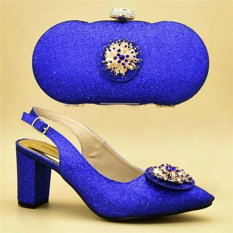 Donna Da Decorato peach oro Per Set Moda blu Borsa Donne E Con Scarpe Appliques Signore Le 2019 rosso Sposa Africano Ultime Disegno viola Di Pink xCUUqP