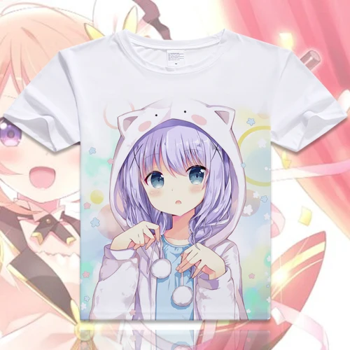 Является ли заказ кроликом? Футболка аниме Kafuu Chino Косплей Desu ka Gochuumon wa Usagi Desuka топы