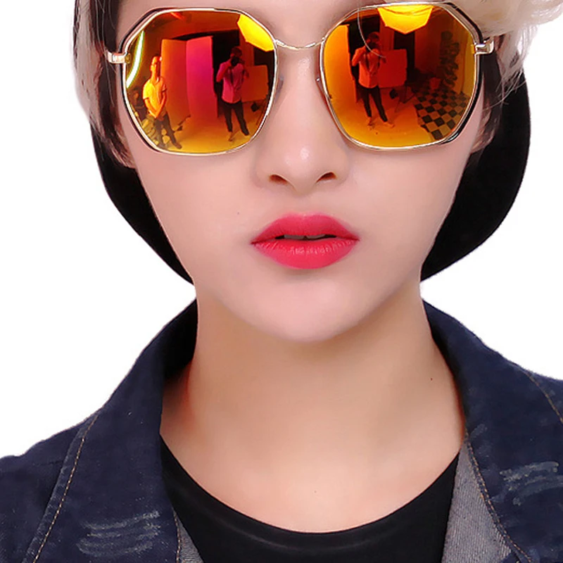 Fashion New Women Trend Sunglasses Multilateral Mirror UV Coating Sun Glasses Eyewear Goggles