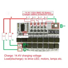 14,4 V 100A BMS 3,2 V 4S Li-Ion LiFePO4 срок службы ЛМО литиевая защита печатная плата для 18650 аккумуляторных батарей зарядное устройство