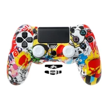 Силиконовый чехол Защитный чехол для Sony Playstation 4 PS4 контроллер с джойстиком ручка шапки и светодиодный свет наклейки для кафе