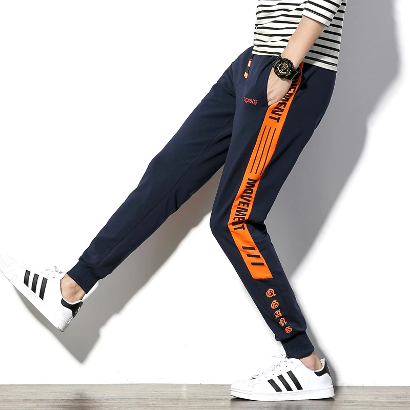 

2019 spring new products men's cotton alphanumeric small feet pants fashion casual slim pants large size S-5XL sports trousers
