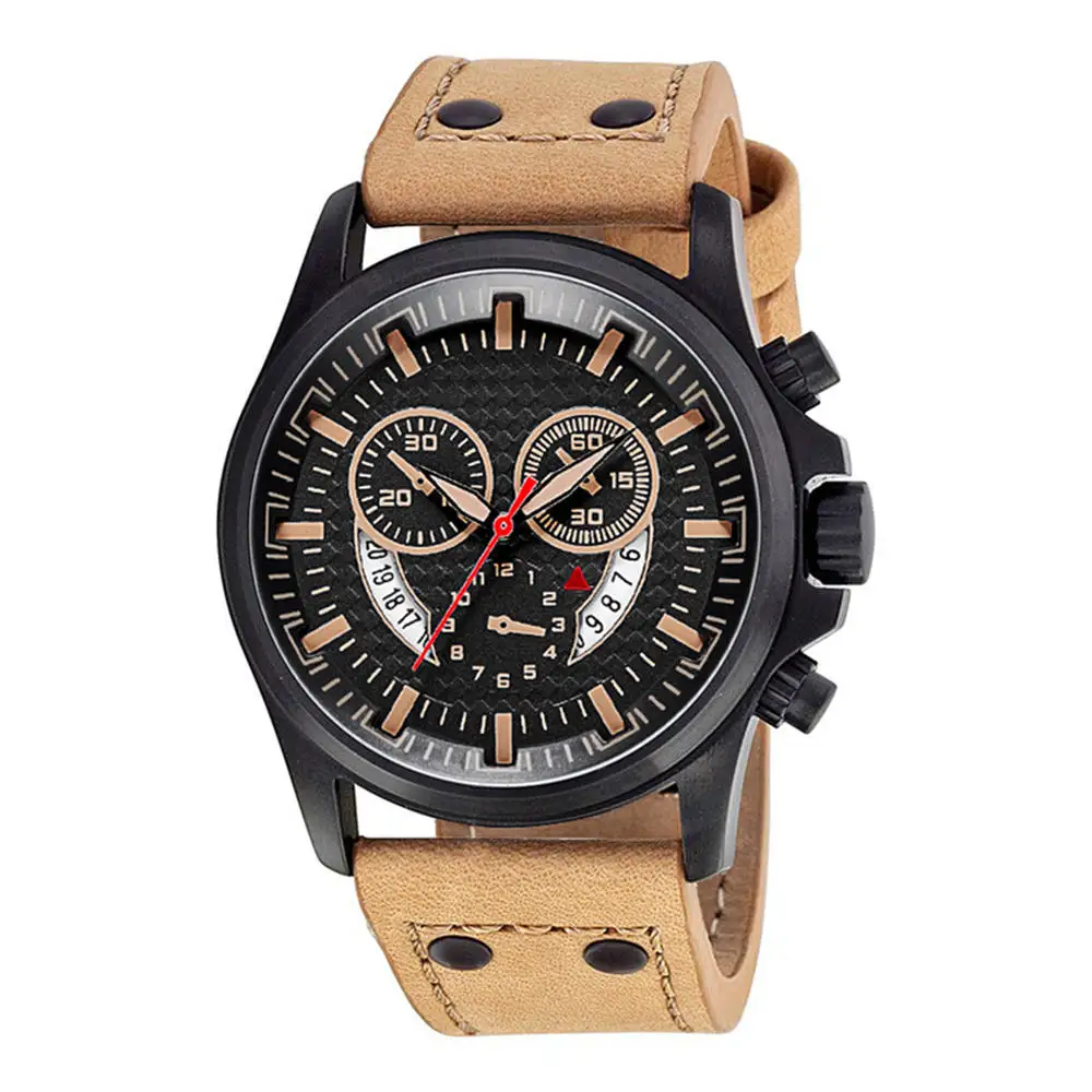 

relogio masculino watches men Fashion Sport Date Leather Band watch Quartz Analog Clock Business Wristwatch reloj hombre